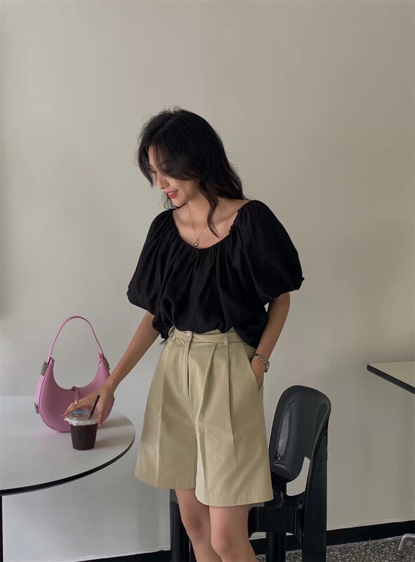 [in by in] gentle wind off shoulder short ins shirt 0835# zjy
