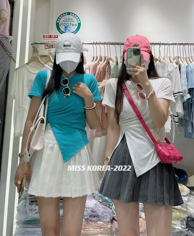 [Miss Korea] niche slim simple atmospheric short sleeve T-shirt 6652# HBx