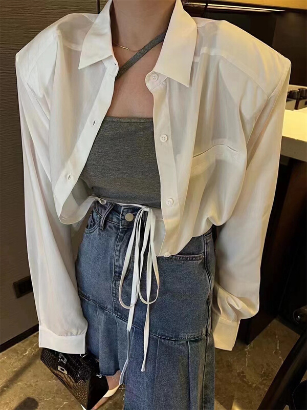 [x.xun] Korean design sense drawstring waist closing sunscreen shirt 6931# PCZ