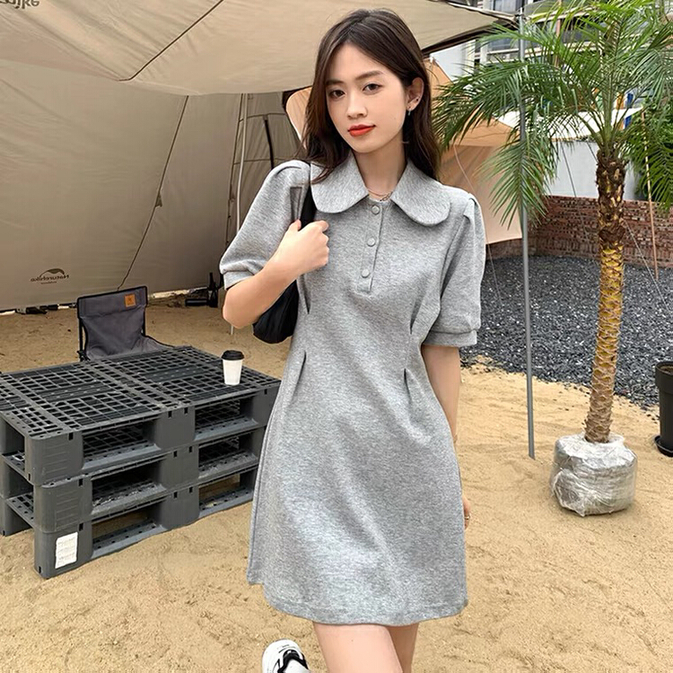 goods in stock! New in early summer! [Kiki studio] college style baby collar cotton short sleeved dress 5707# hjy