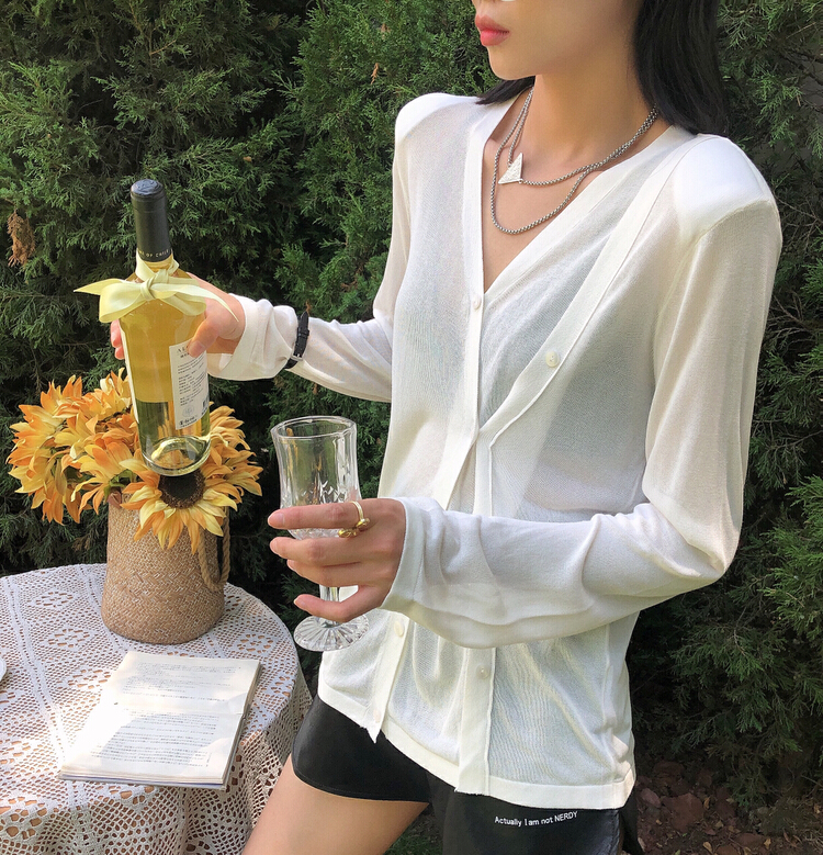 [Xi Xi] summer ice silk knitted sunscreen shirt 7757# ozq