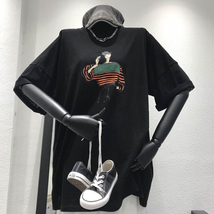 [misu misu] summer creative street style casual loose large short sleeved T-shirt 6616# ll