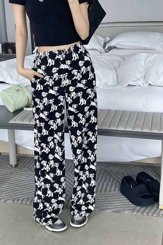 [smile baby] Korean version high waist elastic waist button design straight casual pants b3020# WPL