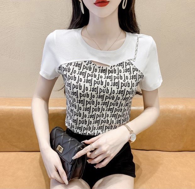 New in early summer! [Fanfan fan] Korean casual letter short sleeve T-shirt 5652# zxx