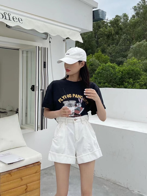 [buyer Yan Xuan - barbu] Korean high waist crimped denim shorts f81152# Cl