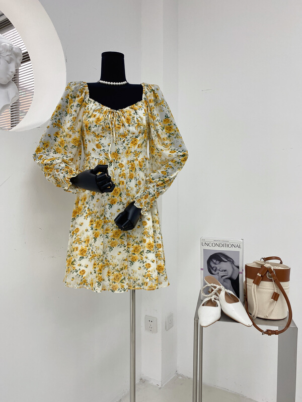 Cxdhh / new in early spring! [strict selection - planting grass and trees] holiday broken flower age reducing dress xc22-12439-s# jhy