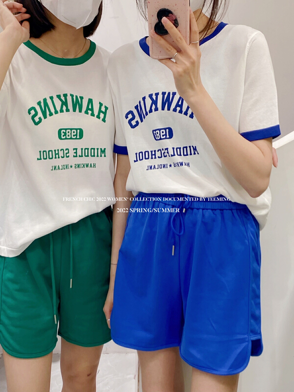[teem ing] design sense sportswear casual shorts (with waist rope) 22t252# hjy
