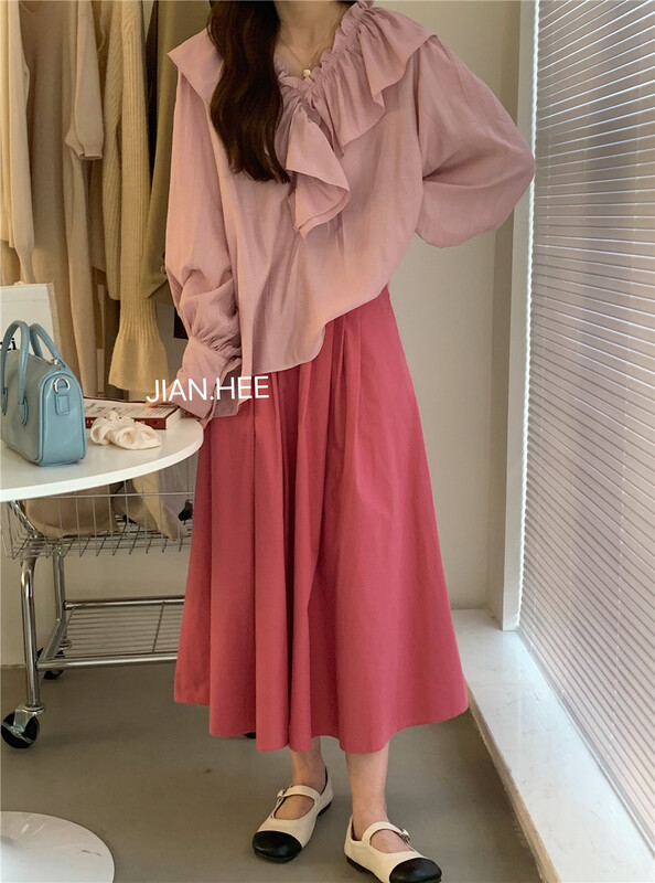 New in early summer! [Jian hee] Korean high waist solid color pleated skirt ys1-2243# ozq