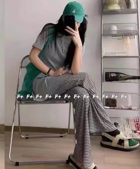 goods in stock! New in early summer! 【F】 Korean slim thousand bird check casual pants 1302# HBx