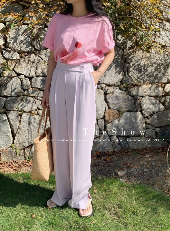 New in early summer! [the show] Korean style design small split versatile trousers 60187# CLS