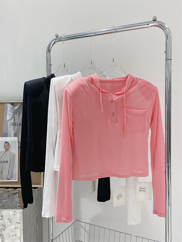 [2 / 2chicw] solid color Hoodie loose, breathable, casual and versatile sunscreen shirt 869# PCZ