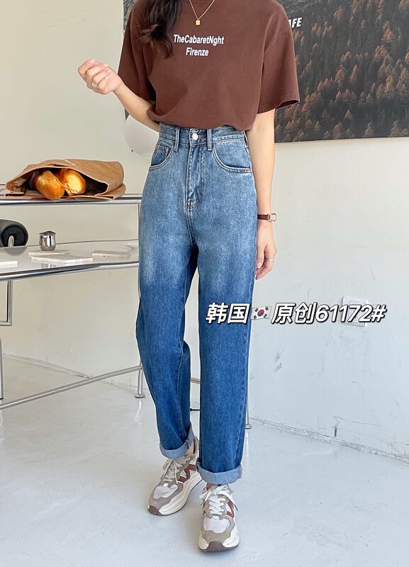 Original price 76.70! New year in early spring! [Korean original] gradient pocket leather label Harlan jeans 61172# L