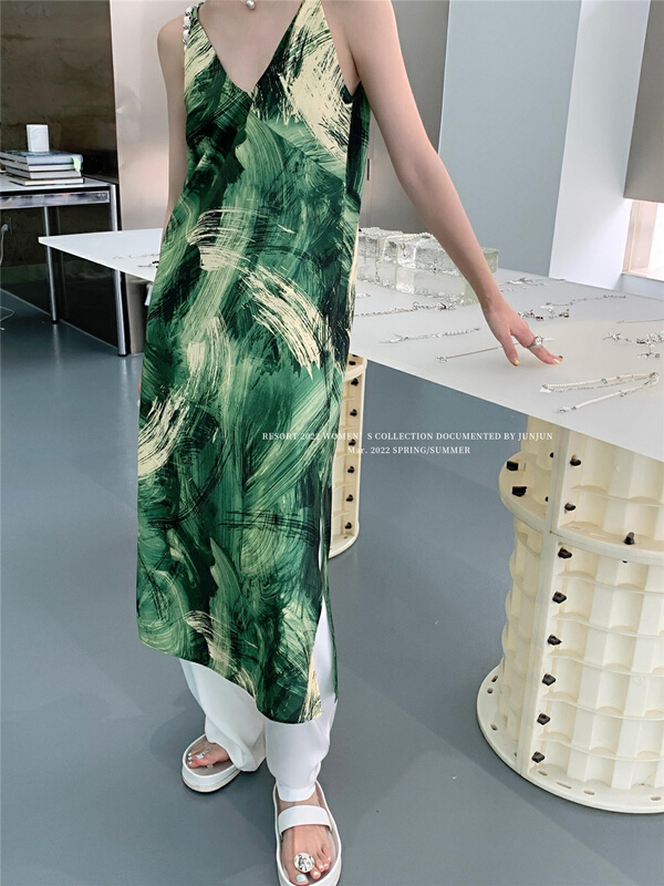 goods in stock! New in early summer! [DT class] tie dyed suspender fashion dress 4453# XYJ
