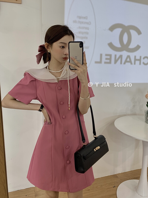 goods in stock! New in early summer! [y.jia Yijia] double layer chiffon collar dress ys1-3326# PCZ