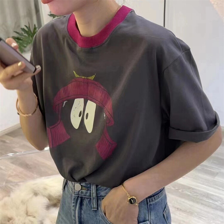 Live 111! [yoyo's] Girls' head print loose short sleeve T-shirt 8561# XYY