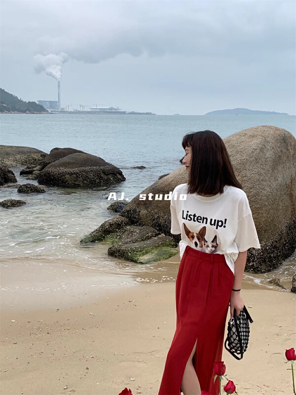 New year in early spring! [AJ. Studio] Korean style soft slit skirt 9103# ll