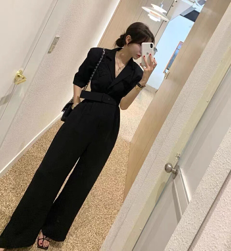 [Yulia] temperament vertical feeling suit Jumpsuit (with belt) 2200# Cl