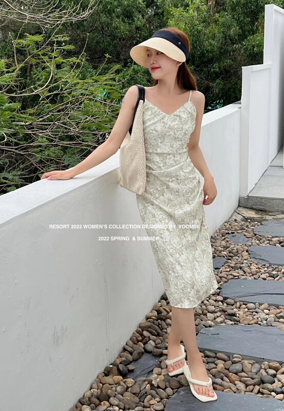 Early spring! [yoomini] suspender floral dress c12142# jhy