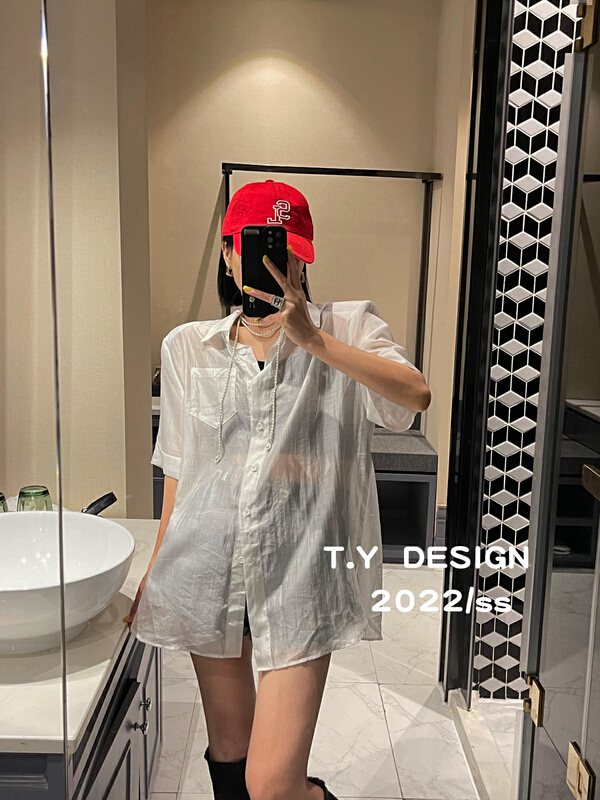 [T.Y tangyuanjia] Korean version back slit design shirt 2038# ozq