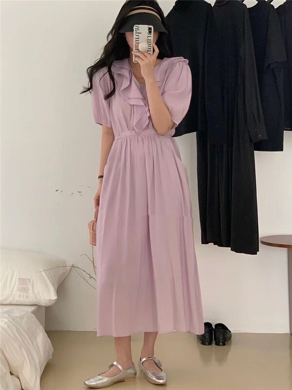 New in early summer! [suyar] fashion style lotus leaf collar dress 2265# HBx