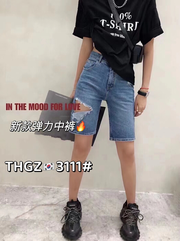 New in early summer! [fairy tale princess] elastic hole five point denim shorts 3111# hjy