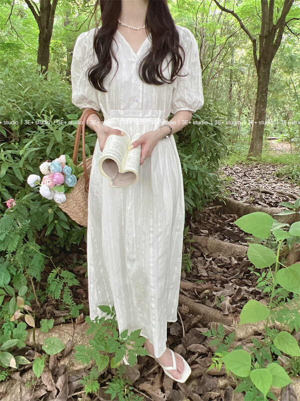 [3E +] V-neck lady dress 5619# ll