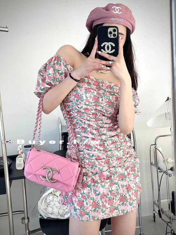 New in early summer! [buyer] square neck floral Pullover dress 0371# WTT