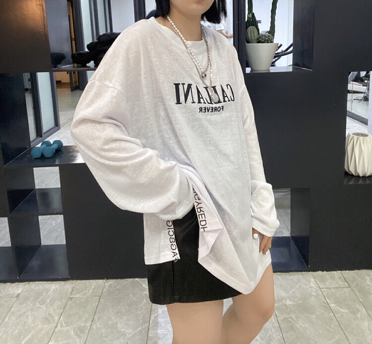 In early summer! [Qijia +] European casual letter backed long sleeve T-shirt 7378\zyh