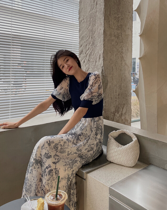 [soul] Korean round neck floral dress as18090221l# CLS