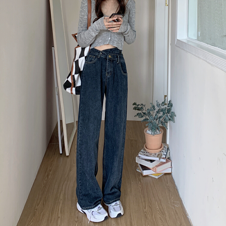goods in stock! New in early summer! [kakajia] slim irregular cross waist jeans 9055# ozq