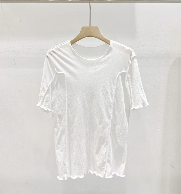 [td] simple round neck slim fit short sleeve T-shirt t003865# XJ