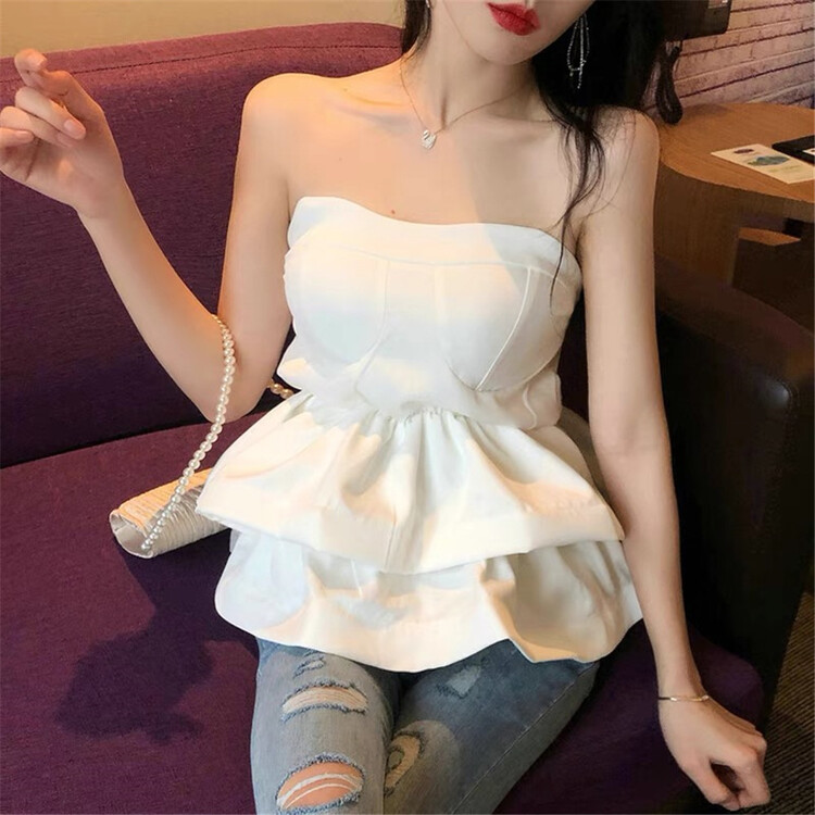 New in early summer! [d.ffstudio] pleated solid color bra shirt 914# WTT