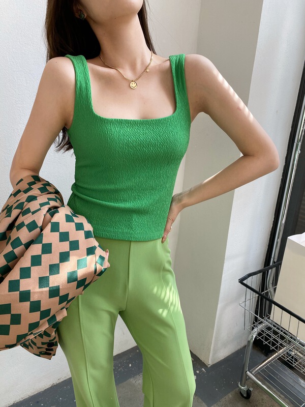 Early spring! [modern 197] Korean simple clean color vest 9916# zyh