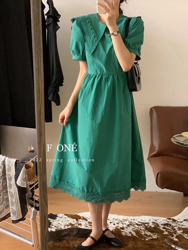 [f one] Korean lace solid dress 66121# WPL