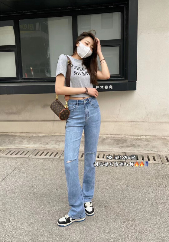 Original price 80.00! New in early summer! [M8 denim] fashion Vintage skinny jeans with holes s52189-1# LSL