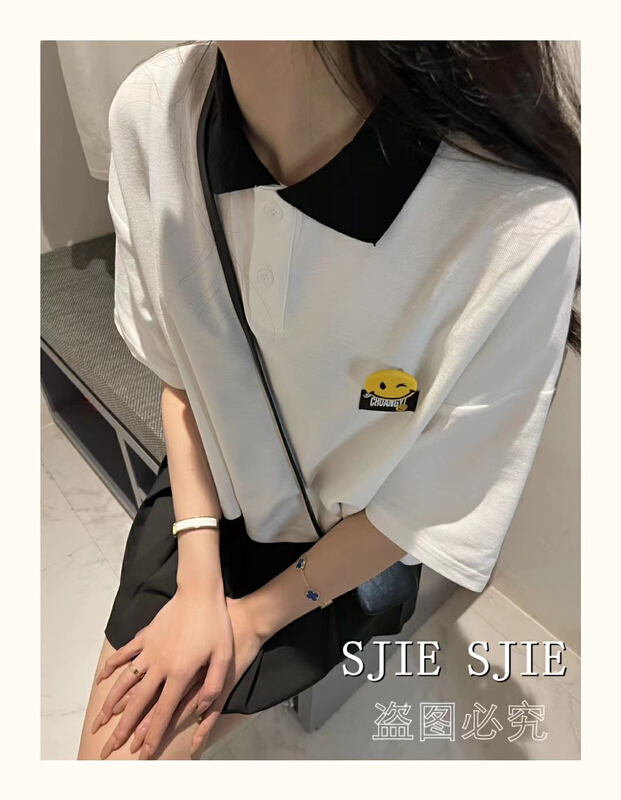 [HH & miss Lai] Korean color matching Pullover polo shirt 113# L