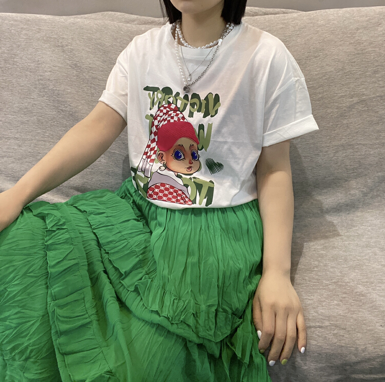 New in early summer! [Qijia +] Korean print fashion short sleeve T-shirt 7521# zyh