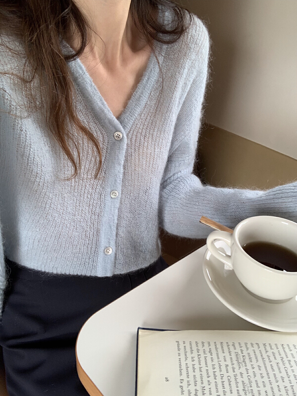 Original price 111.97! New year in early spring! [T.G] V-neck pure color knitted cardigan 15973# cqw