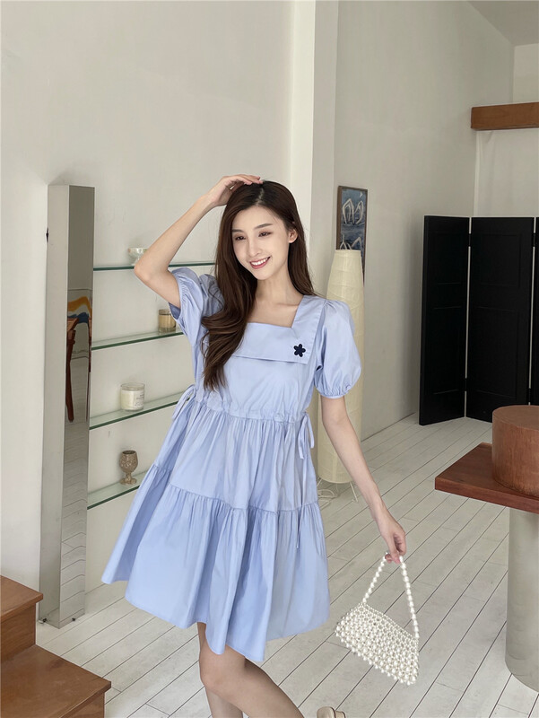 [woo shop] floral embroidery short sleeved dress 32892# WPL