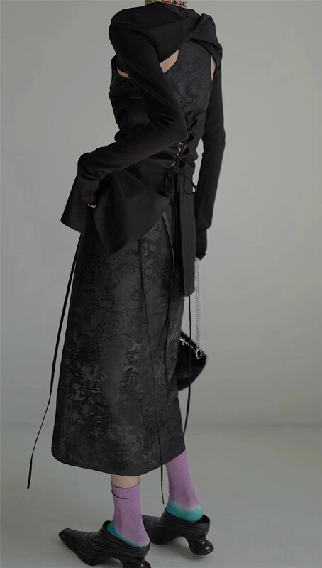 [semi plain] Korean jacquard mid length skirt 829# zjy