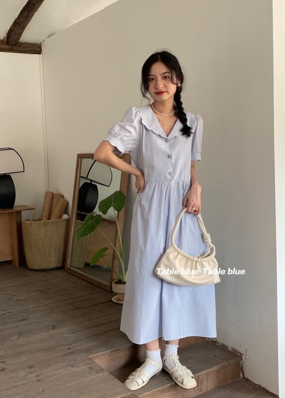 [table blue] Korean fashion versatile dress 6178# LSW