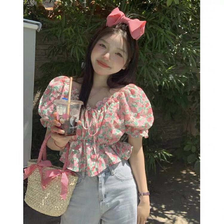 New in early summer! [ul-2] Korean Spice Girls' floral sweaters (only sweaters) 6085# JJ