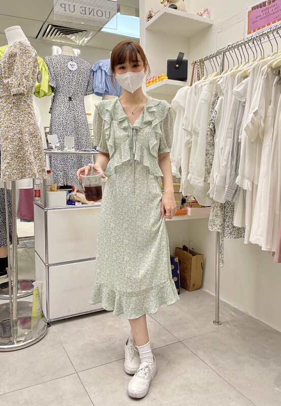 [uone] temperament floral sweet dress 98386# LSL