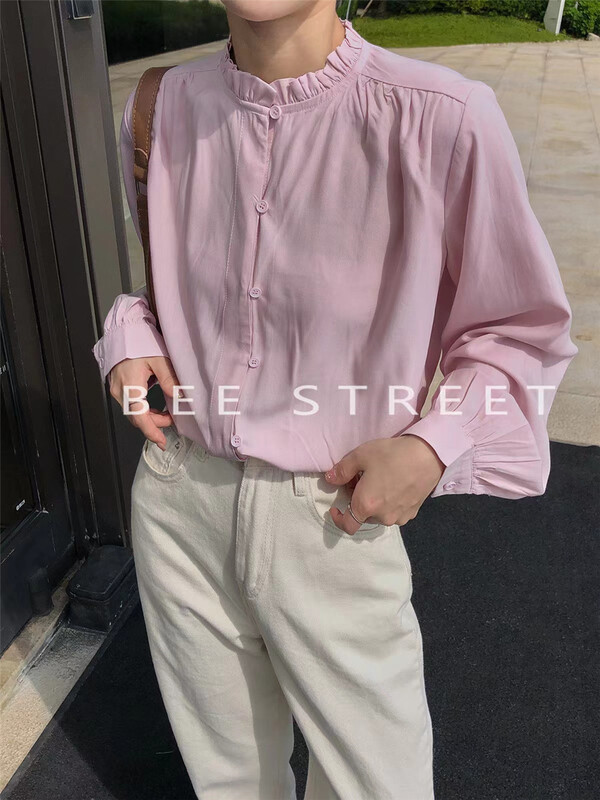 [bee Street] Korean gentle wind wood ear shirt ys1-w9107# jhy