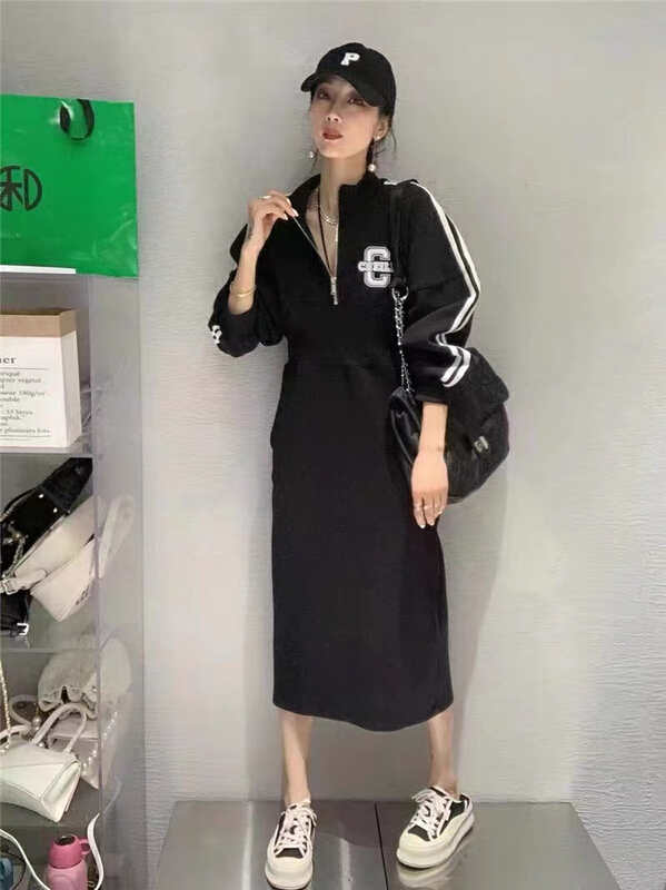 Original price 76.70! [I-D] Korean slim zipper sweater dress ys3-806# L