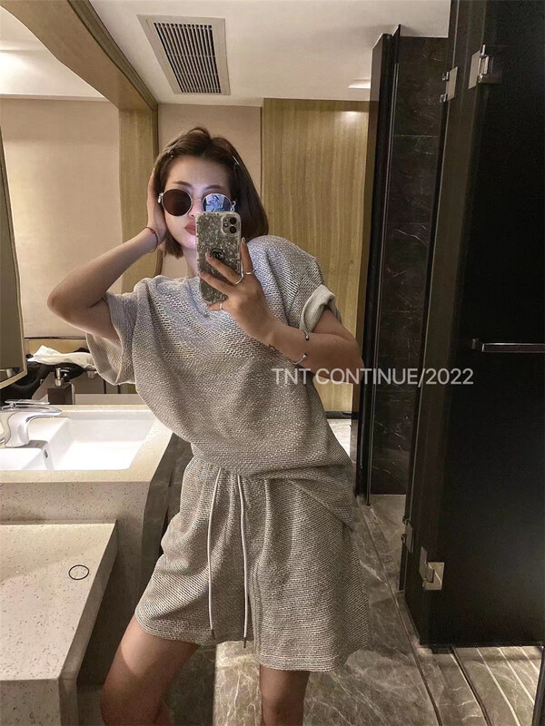[TNT continue] Korean style net short sleeve + versatile casual Shorts Set 288# L