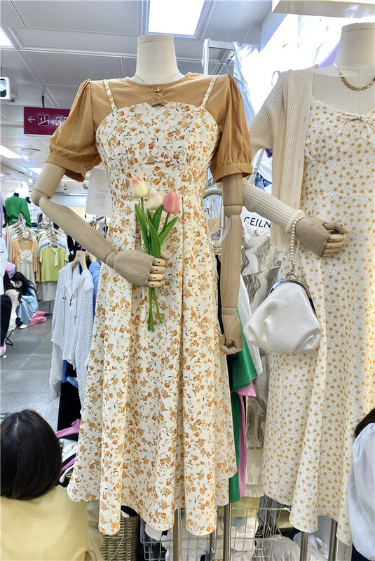 [Mina] Korean slim shirt + floral suspender dress set ys1-6881# HBx