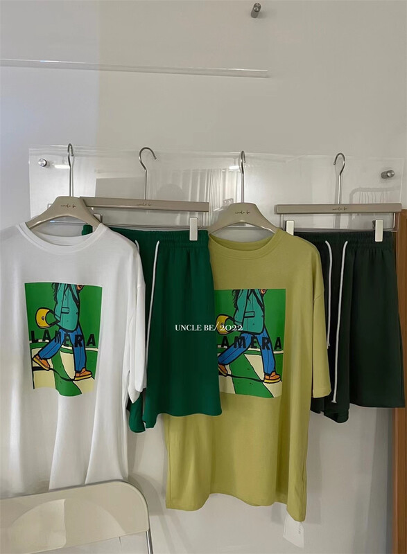 "UNCLE BE" Korean casual printed square short sleeve T-shirt 2089# XYY