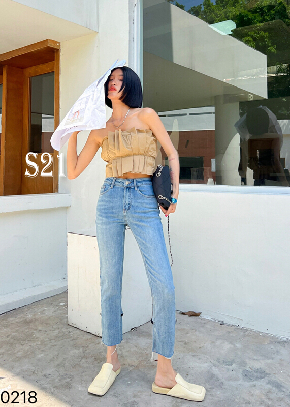 [CC] back slit straight jeans 0218# XYJ