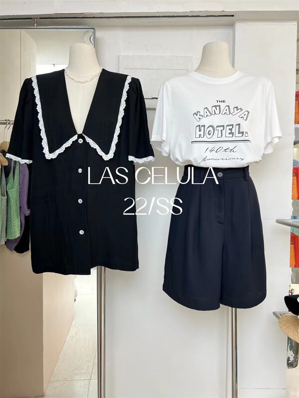 [Las celula] Korean alphabet printed loose short sleeve T-shirt 1581# zxx